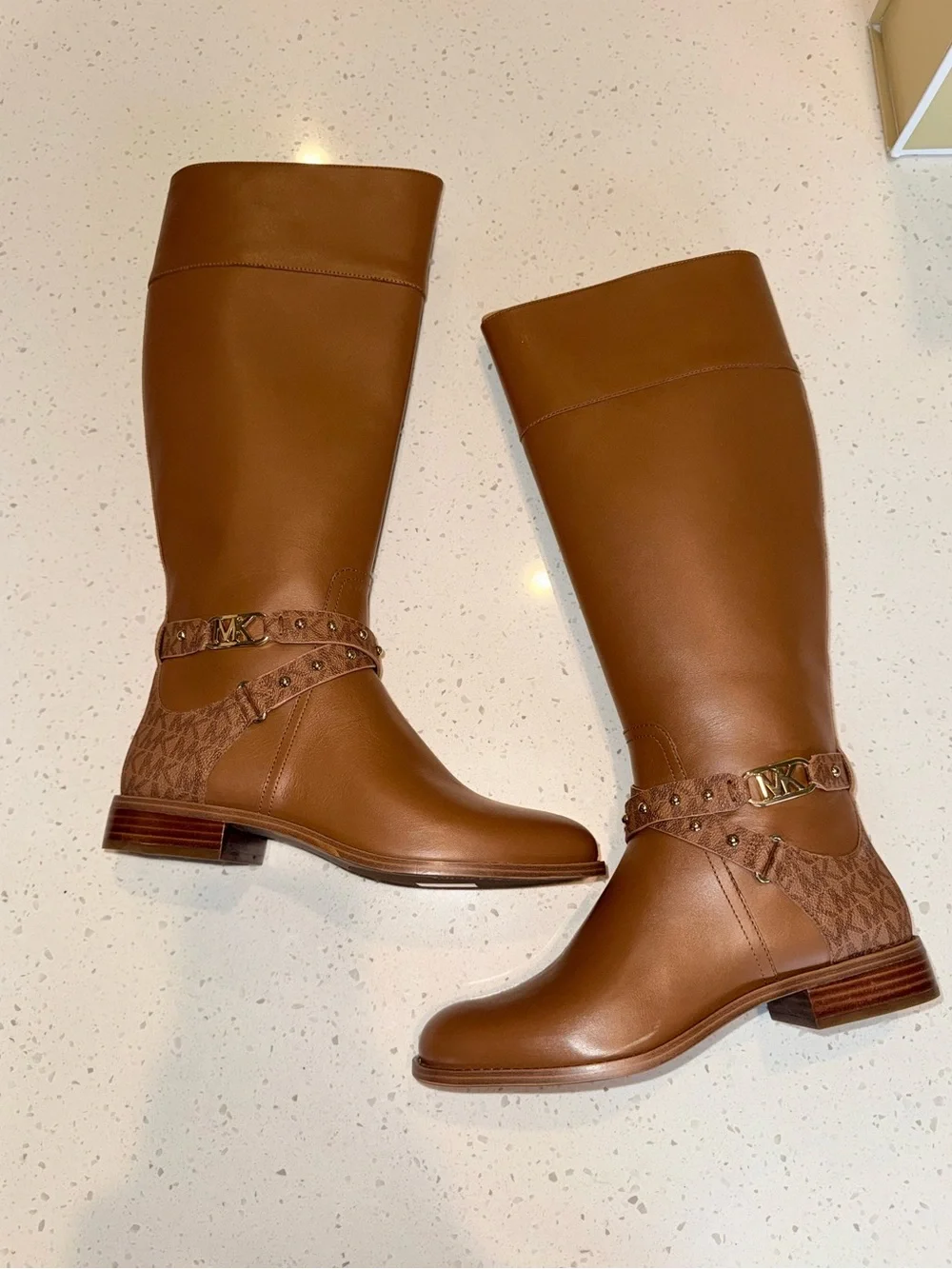 Michael Kors Tan Brown Leather Tall Riding Boots